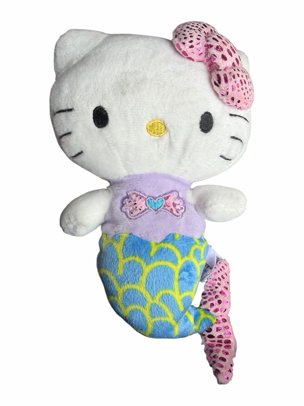Sanrio White & Pink Hello Kitty Mermaid Plush with Blue-Green Tail
